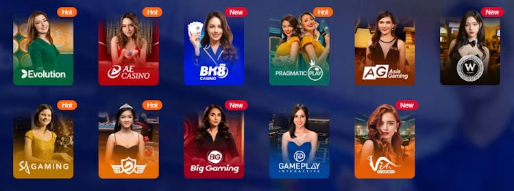 BK8 Malaysia Live Casino Providers - Evolution, Pragmatic Play, Asia Gaming and more